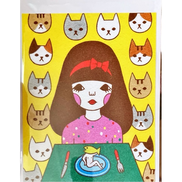 Naoshi artist print, Fish Dinner 8 x 10” - Picture 2 of 3